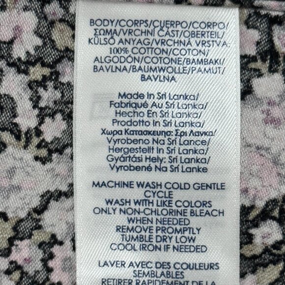 Chaps No-Iron Sz XL Blouse Button Up Long Sleeve Black/Multi Floral - Picture 10 of 10